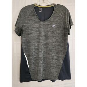 Kalenji Women Black Short Sleeve‎ Top L Athletic Scoop Neck Mesh Back
